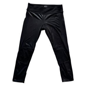 Splits59 Cropped Leggings Womens Size Medium Black Shine Mesh Insets 22" Inseam